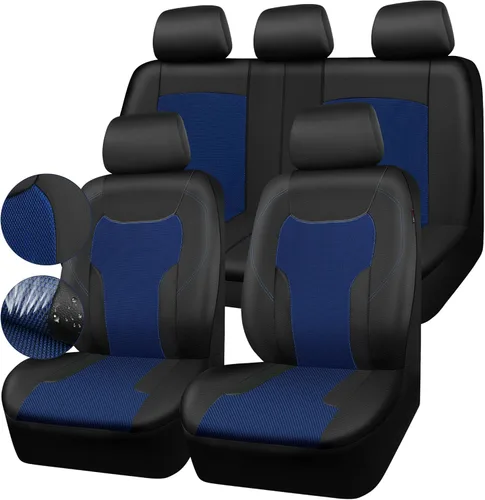 Vista 13 de CAR-GRAND Fundas de asiento de automóvil de cuero solo delanteras, fundas de asiento de malla de aire transpirable, protector de asiento universal