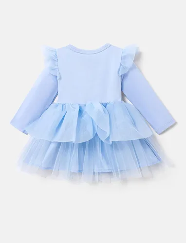 Vista 3 de Disney Vestido de tul de manga larga para bebé de princesa, disfraz de fiesta de cumpleaños