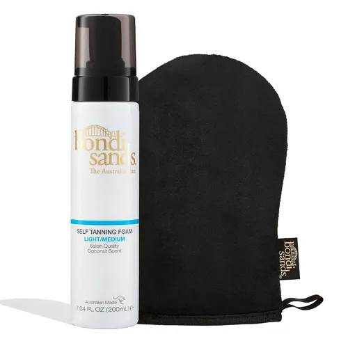 Bondi Sands Espuma autobronceadora ligera y mediana + guante de aplicación. Incluye espuma ligera sin sol + guante reutilizable para un acabado