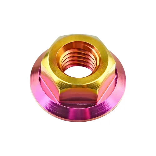 Vista 61 de Juego de 6 tuercas hexagonales de titanio DIN6923 M5 M6 M8 M10 M12 M14 M16 (paso M6 0.039 in, titanio normal)