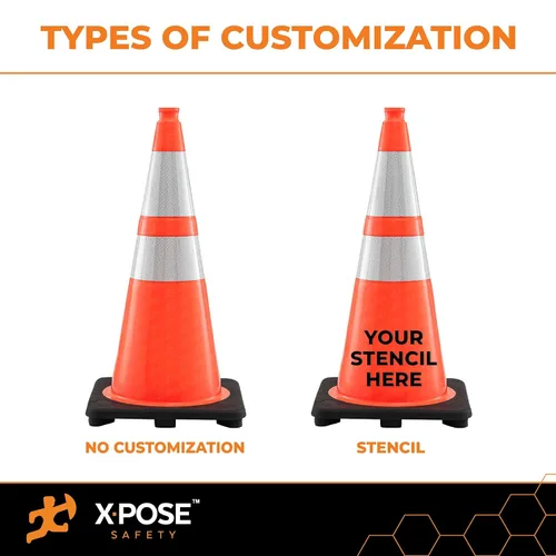 Vista 3 de Xpose Safety Conos de tráfico naranjas de 18 pulgadas, resistentes, 3 libras con collar de 6 pulgadas, 1 paquete de conos de seguridad de plástico