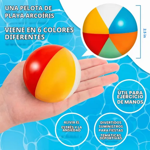 Vista 4 de Mini bolas de estrés para la playa para niños, 36 bolas de espuma de alivio del estrés del arco iris, juego de piscina, pelotas deportivas