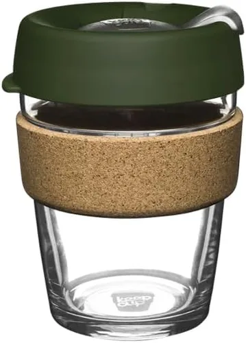 Vista 9 de KeepCup Brew Cork - Taza de café reutilizable de vidrio templado y corcho natural, M 12 oz/340 ml - Negro
