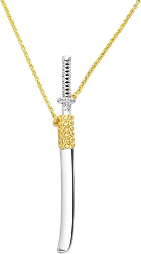 HELLOICE Collar Katana, collar de espada samurái, collar de espada Katana sin revestimiento, chapado en oro de 18 quilates, regalo Katana para