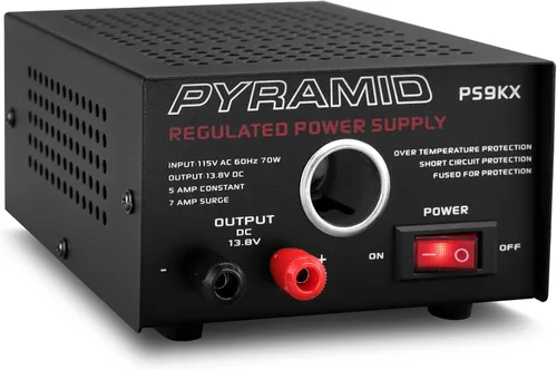 Pyramid PS9KX - Fuente de alimentación de banco compacto universal, convertidor de mesa de laboratorio doméstico regulado lineal de 5 amperios con