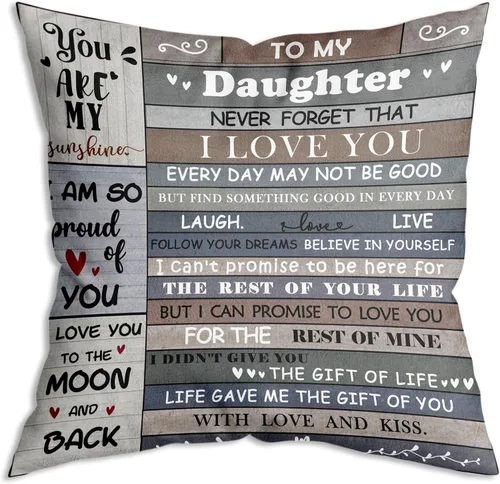 Fundas de almohada con texto en inglés «To My Daughter Never Forget That I Love You», 18 x 18 pulgadas, Navidad, cumpleaños, regalos de graduación