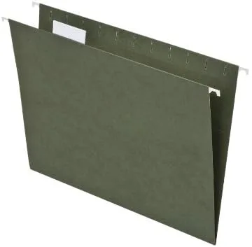 Island Brand - Carpetas colgantes de archivos, paquete de 25, color verde, tamaño carta (8.5 x 11 pulgadas), 5 posiciones de pestaña, esenciales