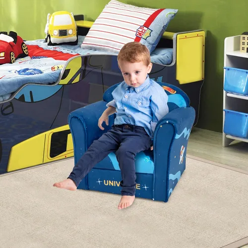 Vista 42 de Costzon Flyman - Sofá para niños, sillón con reposabrazos con patrón, muebles para niños pequeños con construcción de madera resistente, preescolar