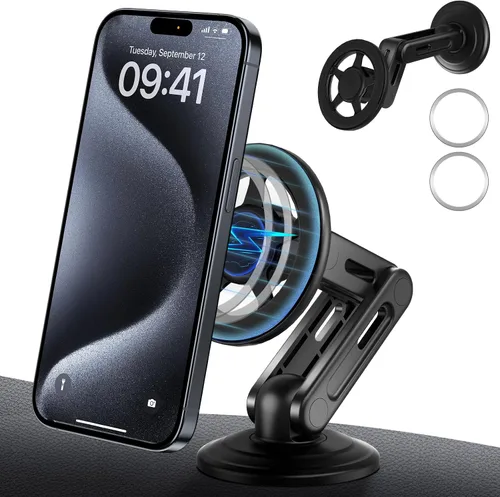 Soporte magnético de teléfono para tablero de automóvil MagSafe [rotación de 360° todo de metal] [20 imanes más fuertes] Soporte magnético para