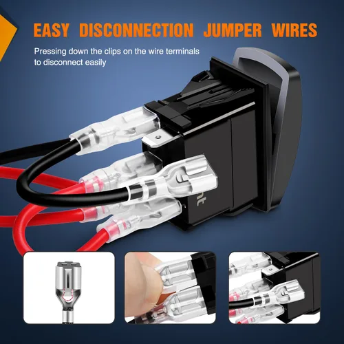Vista 7 de Nilight - Interruptor basculante de luces de respaldo para UTV, encendido/apagado, interruptor de barra de luz LED de 5 pines SPST