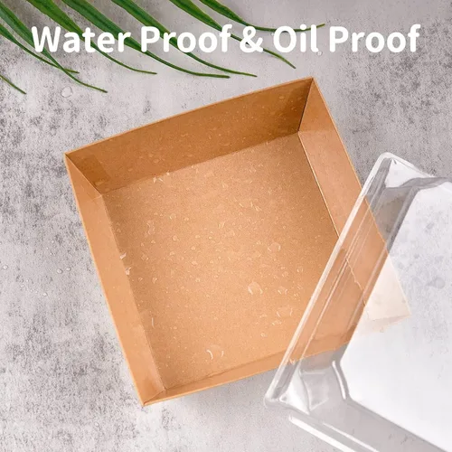 Vista 4 de Kucoele Paquete de 50 cajas pequeñas de embutidos con tapas transparentes, cajas de papel de 4 pulgadas para panadería, cajas de postre desechables