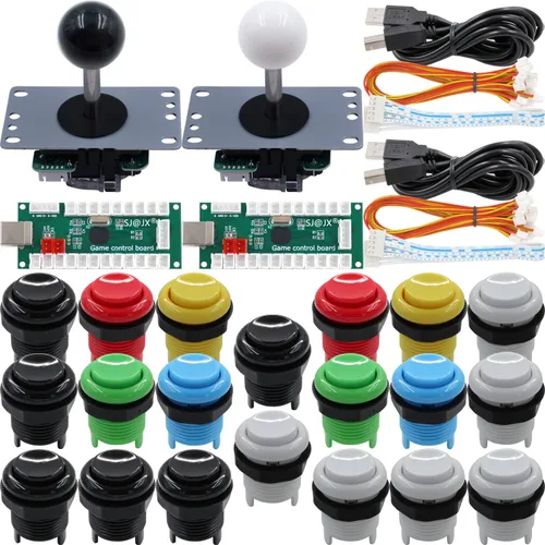 SJ@JX Arcade Game 2 Player Controller DIY Kit Microswitch Recessed Button 4&8 Way Joystick Zero Delay USB Encoder Fighting Stick Handles Console for