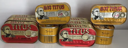 Vista 2 de Titus Sardinas en aceite vegetal, regular y picante, lata de 4.375 onzas (paquete de 12)