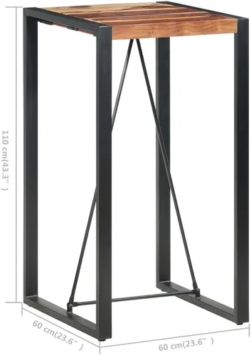 Vista 5 de Industrial Bar Table Solid Sheesham Wood 23.6"x23.6"x43.3" Counter Height Kitchen Island Table for Dining Room and Small Spaces