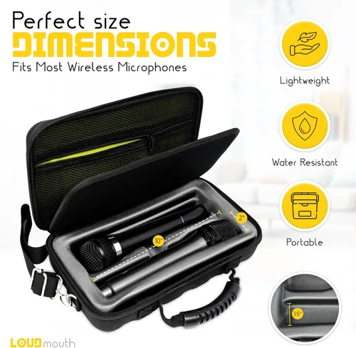 Vista 2 de LOUDmouth Funda de micrófono inalámbrico dual Caja de almacenamiento de EVA de viaje dura para dos micrófonos inalámbricos Estuche de transporte