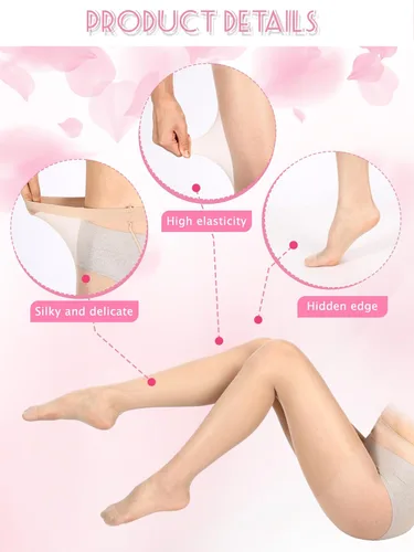 Vista 3 de Foaincore 24 pares de medias transparentes 20D para mujer, con control de cintura alta, medias de nailon con dedos reforzados