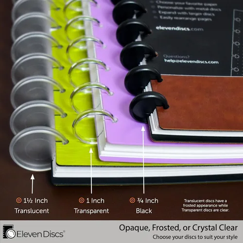 Vista 4 de Eleven Discs - Discos de Expansión de Plástico Negro de 1 Pulgada con Encuadernación de Discos para Cuaderno y Planificador Personalizados