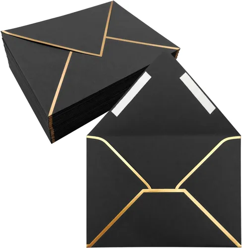 Paquete de 50 sobres autoadhesivos de 4 x 6 pulgadas, sobres negros de 4 x 6 pulgadas para invitaciones con sobres autoadhesivos A6 para bodas,