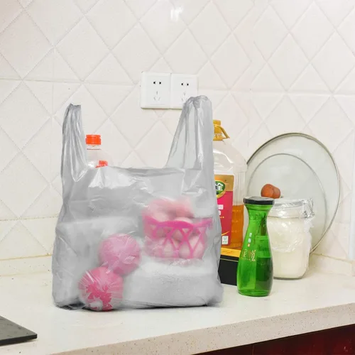 Vista 7 de Bolsas de plástico para camisetas, bolsas de plástico con asas para compras de comestibles y venta al por menor, bolsas de plástico para negocio, 12
