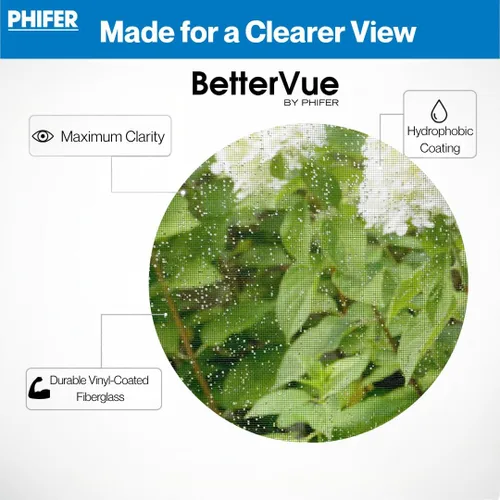 Vista 8 de Phifer BetterVue - Pantalla de malla de alta visibilidad para porche de patio, malla de puerta mosquitera y balcón, pantalla de ventana de alta