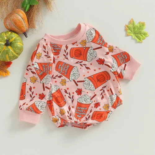 Vista 6 de Disfraz de Halloween para bebé recién nacida, sudadera de calabaza, mameluco de manga larga para otoño e invierno