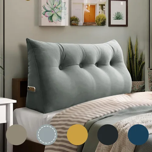 Vista 29 de WOWMAX Almohada de cabecera de terciopelo 100% algodón – Almohada en forma de cuña para respaldo en cabecera de tamaño King, cojín de apoyo firme