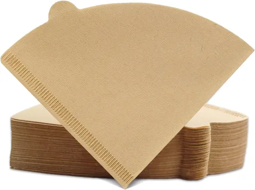 Filtros de café en cono tamaño 02, 100 unidades, 1-4 tazas, papel de filtro de café desechable V02 sin blanquear, compatible con gotero de café de