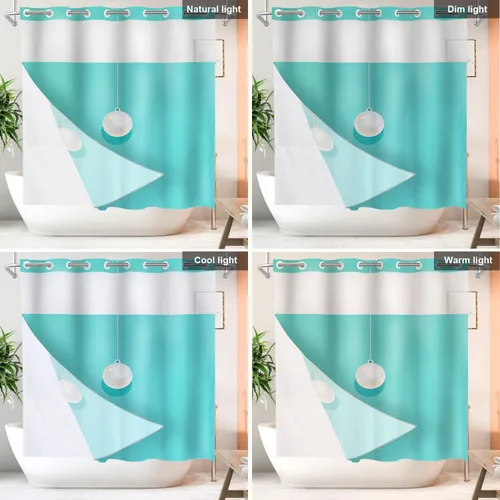 Vista 416 de Shrahala Father and Child Embracing No Hooks Shower Curtain with Snap in Liner Set, Tender Moment Captured Bathroom Décor Polyester Fiber Waterproof