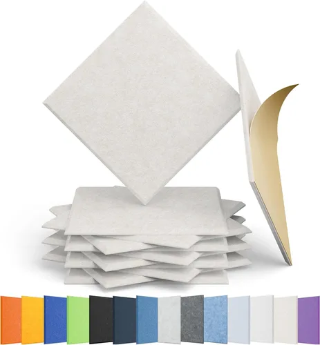 Vista 30 de Amantech - Paquete de 12 paneles acústicos autoadhesivos de espuma acústica a prueba de sonido, alta densidad, hexagonales, 12 x 10.23 x 0.4 Beige