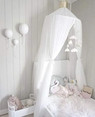 Vista 34 de ESUPPORT Toldo de cama de princesa, cúpula de encaje, mosquitera, tienda de campaña para colgar decoración del hogar, cortinas de red, rincón