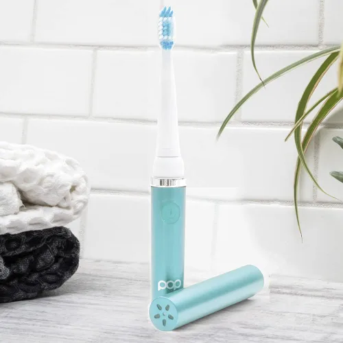Vista 8 de Cepillo de dientes eléctrico Pop Sonic (azul hawaiano) - Cepillos de dientes de viaje con batería AAA Cepillos de dientes eléctricos para niños