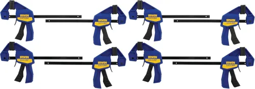 Vista 10 de IRWIN QUICK-GRIP Abrazadera de barra, con una mano, mini, 6 pulgadas (2), 12 pulgadas (2), paquete de 4 (1964748) azul, amarillo