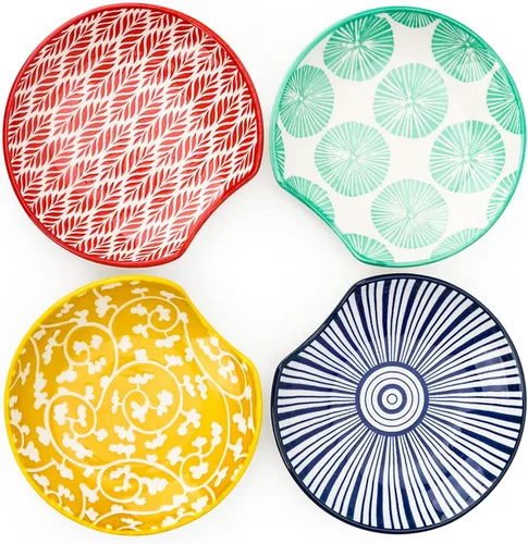 KitchenTour - Soporte de cuchara de cerámica de 4.7 pulgadas para encimera de cocina, soporte para cuchara para estufa, soporte para utensilios de