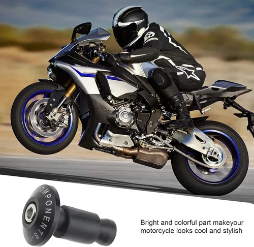 Vista 5 de Par de tapas de enchufe de manillar de motocicleta de 0.866 in con tornillos, tubos de expansión, llave hexagonal, color negro, universal