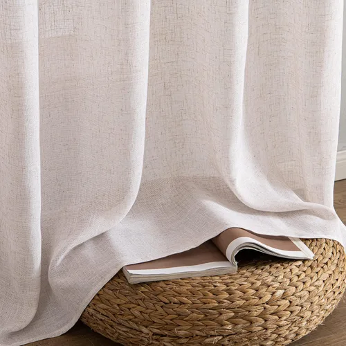 Vista 8 de MIULEE Cortinas de lino blanco natural de 90 pulgadas de largo para dormitorio, sala de estar, cortinas de ventana con textura de lino grueso que
