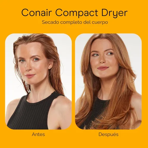 Vista 9 de Conair Secador de pelo de viaje con doble voltaje, secador compacto de 1875 W con mango plegable, gris
