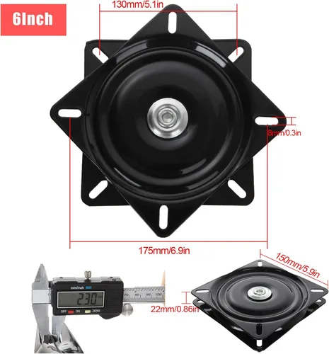 Vista 2 de FengWu Paquete de 2 taburetes de bar giratorios de 6 pulgadas, asiento giratorio de 360, base giratoria cuadrada giratoria para silla reclinable