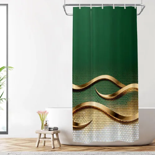 Vista 130 de Shrahala Father and Child Embracing No Hooks Shower Curtain with Snap in Liner Set, Tender Moment Captured Bathroom Décor Polyester Fiber Waterproof