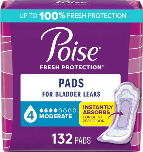 Vista 8 de Poise Almohadillas para incontinencia y posparto para fugas de vejiga, absorción moderada de 4 gotas, longitud regular, el embalaje puede variar, 20