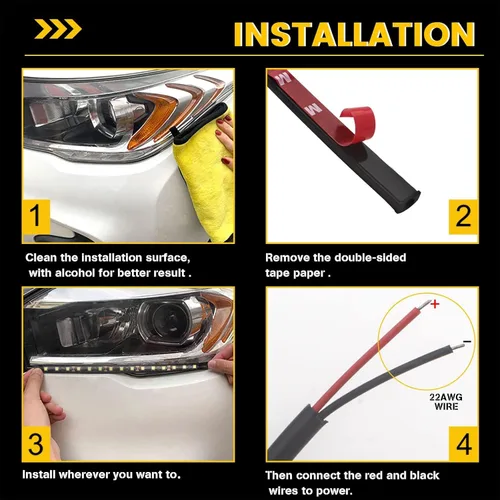 Vista 5 de YM E-Bright Tiras de luces LED ámbar/amarillas 5050 SMD impermeables para coches, luces de bajo para carritos de golf para motocicletas, barco