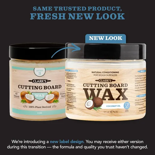 Vista 6 de CLARK'S Cera para tabla de cortar, mantequilla de madera 2 en 1 y aceite de coco orgánico con cera de abejas para utensilios de cocina de madera