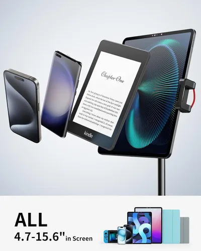 Vista 3 de SAIJI Soporte para Tablet, Soporte Ajustable de Altura Extra Kindle, Soporte para iPad de Rotación de 360 Grados, Base de Montaje de Cuna