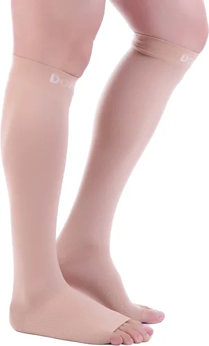 Vista 9 de Doc Miller Open Toe Compression Socks for Men & Women, 30-40 mmHg Knee High Support, Toeless Design for Daily Leg Comfort, Breathable Nylon Spandex