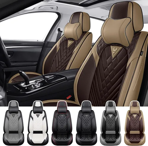 Vista 27 de Fundas de asiento de automóvil para Nissan Murano 2003-2026, juego completo de fundas de asiento de cuero de napa impermeables, protector de asiento