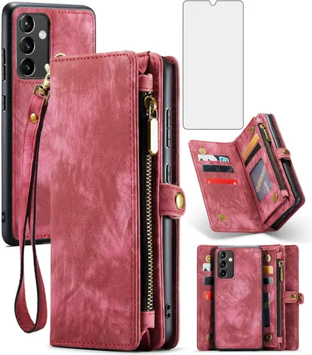 Vista 8 de Asuwish Funda de teléfono para Samsung Galaxy A54 5G con cremallera, funda desmontable con protector de pantalla de vidrio templado y tarjetero