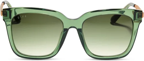 Vista 7 de DIFF Bella Designer Square Oversized Sunglasses for Women UV400 Protection, Fashion Green
