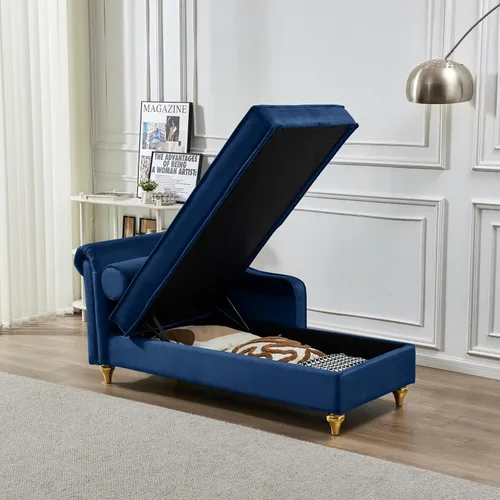 Vista 4 de Sillón de 60.6 pulgadas, sofá cama tapizado de terciopelo con almacenamiento y reposabrazos derechos, moderna silla reclinable de ocio para sala