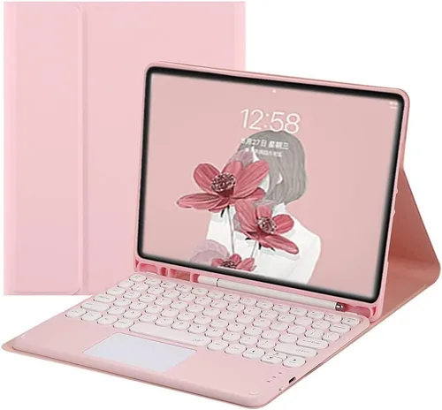 Vista 8 de Funda de Teclado Táctil para Galaxy Tab S6 Lite 10.4 pulgadas 2024/2022/2020 Funda de Teclado con Touchpad Teclado Desmontable Teclas Redondas
