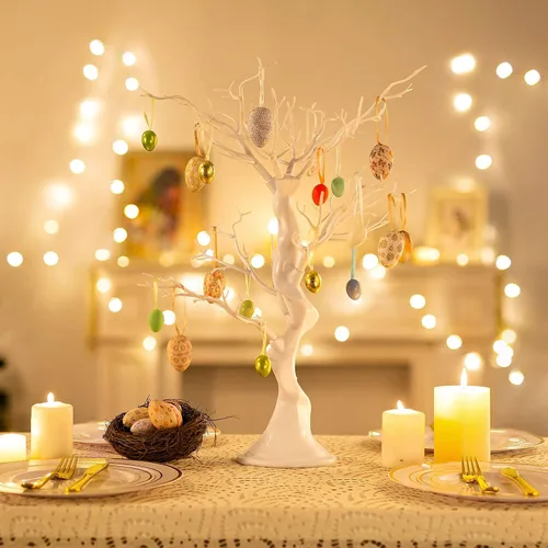Vista 5 de Sziqiqi Árbol artificial blanco para centro de mesa de árbol para bodas, Navidad, fiesta de cumpleaños, hogar, decoración interior y exterior, 23