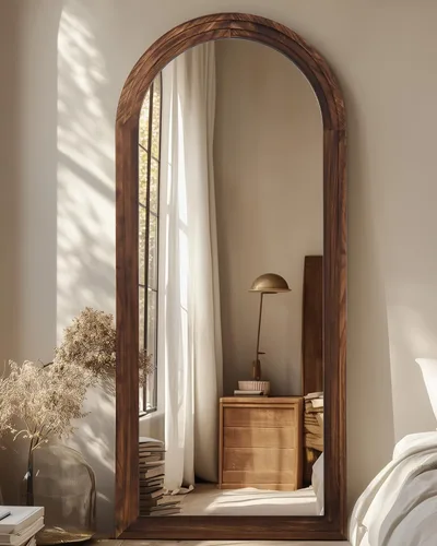 Vista 18 de Espejo de longitud completa, espejo de madera de 71 x 32 pulgadas, espejo de piso de madera con soporte, espejos de pie de gran tamaño, espejos